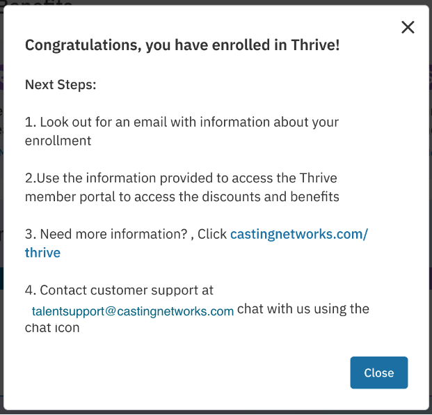 TALENT: Thrive Benefits – Casting Networks Support