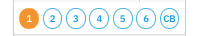 Row of seven circular buttons, numbered 1 through 6, and a final button labeled "CB". The button with the number 1 is highlighted in orange, while the others are light blue outlines with blue numbers/letters.